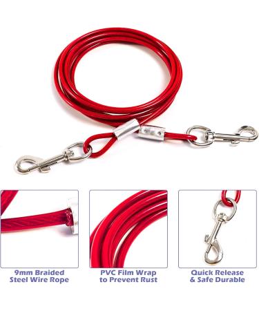 JETOP Heavy Duty Dog Stake & 10 ft Dog Chains Steel Spiral Ground Dog Spike for Outdoor Yard and Camping Dog Camping Accessories for Puppy Pet and Medium Dogs (176 lbs of pull) (Red) - Buy Online on SooperMarket.com