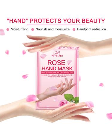Rose Moisturizing Hand Peel Mask (5 Pack) Exfoliating and Hydrating Gloves for Baby Soft Hands - Repair Dry and Rough Skin - Men and Women - Buy Online on SooperMarket.com