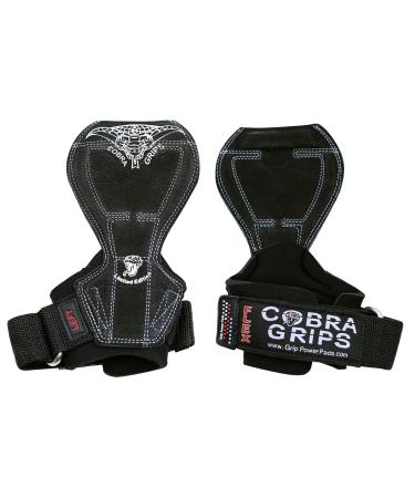 2018 Cobra Grips Flex Model Weight Lifting Gloves Heavy Duty Straps Alternative Power Lifting Hooks for Deadlifts with Padded Wrist Wrap Support Bodybuilding Small Black Leather