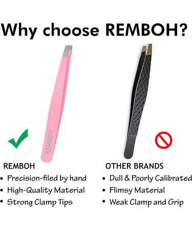 Remboh Professional Stainless Steel Slant Tweezers - Precision Eyebrow Tweezers (Pink, Pack of 2) - Buy Online on SooperMarket.com