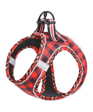 Heele dog harness for dogs dishes dog small soft mesh breast dishes for medium and small dogs adjustable reflective breathable puppy dishes reflective plaid red 2xs