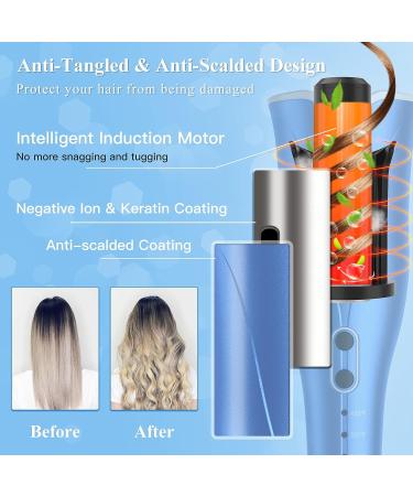 Auto Hair Curler with Large Rotating Barrel, 4 Temps, 3 Timer Settings - Blue - Buy Online on SooperMarket.com