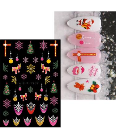 JMEOWIO 10 Sheets Christmas Pink Nail Art Stickers Decals Self-Adhesive Snowflake Winter Holiday Cute Elk Nail Supplies Nail Art Design Decoration Accessories - Buy Online on SooperMarket.com