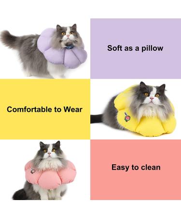 HiDREAM Cat Cone Collar | Cute & Waterproof Elizabethan E-Collar for Cats | Anti-Bite & Lick Wound Healing Collar | Safety Cat Recovery Collar | Medium - Purple - Buy Online on SooperMarket.com
