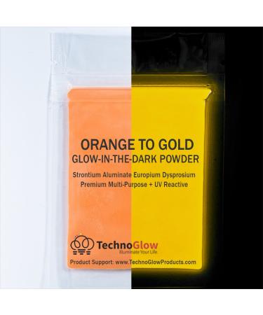 Orange to Gold Glow in the Dark & UV Reactive Pigment Powder - 30 Grams