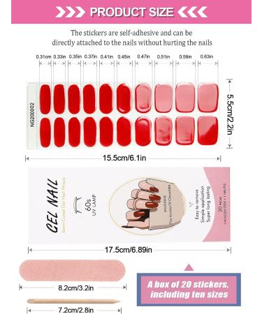 Kalolary 20PCS Red Nail Adhesive Wraps for Gel Polish - Self-Adhesive Stickers with UV/LED Lamp Required - Buy Online on SooperMarket.com