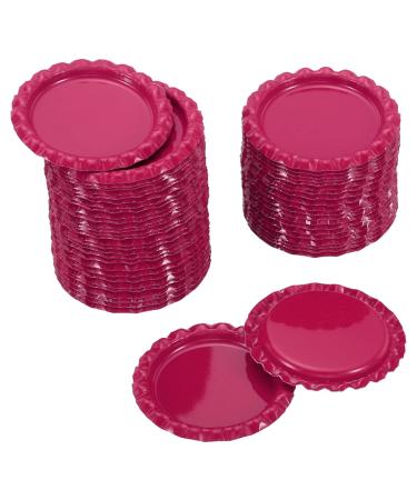 PATIKIL 1 Inch Flat Decorative Bottle Caps 50 Pack Craft Bottle Pendant Trays Double Sides Printed for DIY Pendants Craft Scrapbooks Rose Red