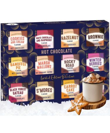 Hot Chocolate Selection Gift Set - 12x New Assorted Box Flavours in Cookies n creme Rocky Road Berries Cherries & Marshmallows | Christmas Food/Gifts for her him men 400 g (Christmas Gifts)