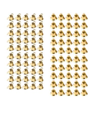 100PCS Small Gold Bells Mini Bells for Crafts,50PCS 0.39 Inch and 50PCS 0.55 Inch Decorative Bells Christmas Tree Pendants for Craft Making and Favor Decorating