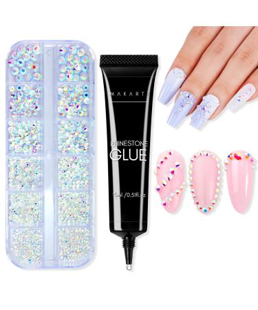 Makartt Nail Rhinestone Glue Gel Kit 15g Super Adhesive Nail Gel with Nail Crystal Rhinestone Nail Glue Gel Kit for Rhinestones Crystal Stones Jewels Nail Rhinestone Gel Kit-02