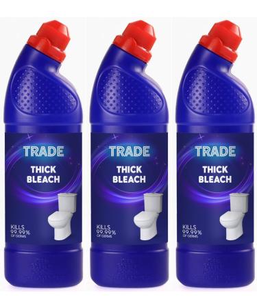 Trade 750 ml All Purpose Thick Bleach for Toilet Surfaces & Whites -Powerful Disinfectant & Cleaner-Kills 99.9% Germs Remove Stains & Limescale- (3)
