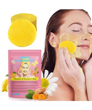 Kojic Acid Turmeric Cleansing Pads Turmeric Cleansing Pads Turmeric Face Pads for Dark Spots with Vitamin C Vitamin B5 Suitable for All Skin Types - 40PCS