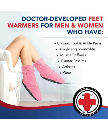 Doctor Developed Heated Booties - Foot Warmers for Women & Men - Heat Therapy Socks with Microwavable Heating Pad - Pink - One Size - Buy Online on SooperMarket.com