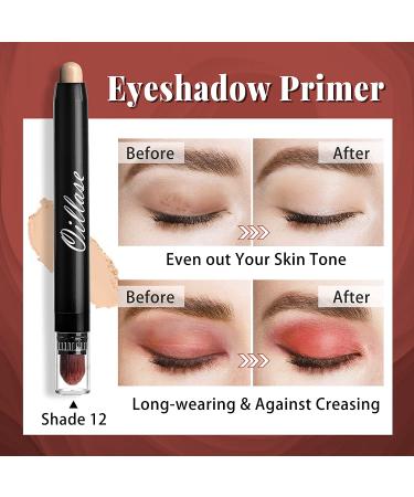 12 PCS Waterproof Glitter Eyeshadow Stick Set with Primer - Smudge Proof Shimmer and Matte Eye Makeup Crayon - Cream Eyeshadow Pen with Soft Brush - Buy Online on SooperMarket.com