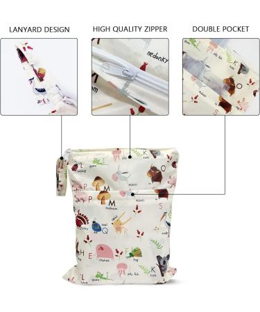CQQNIU 2 Pcs Baby Waterproof Diaper Organizer - Reusable Wet Bag for Swimwear & Day Care - Dinosaurs Letters Design - Buy Online on SooperMarket.com