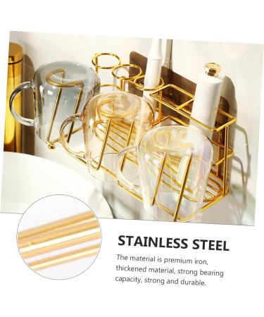Zerodeko 2-Pack Rustproof Toothbrush Holder & Cup - Elegant Bathroom Organizer for Toothbrushes Razors & Makeup Brushes - Light Luxury Steel Design (24x14cm) - Buy Online on SooperMarket.com
