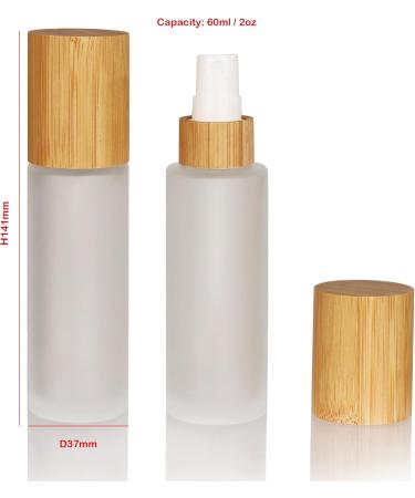Cosidea 6-Pack 60ml Glass Spray Bottles with Bamboo Lid | Fine Mist Pumps for Perfume & Toner | Eco-Friendly Containers for Toiletries - Buy Online on SooperMarket.com