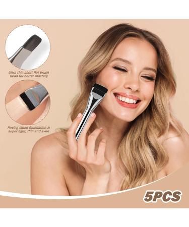 Flat Foundation Brush 5PCS Liquid Foundation Brush Streak-Free Flat Makeup Brush Ultra Thin Concealer Brush for Liquid Cream Foundation Powder Buffing - Buy Online on SooperMarket.com
