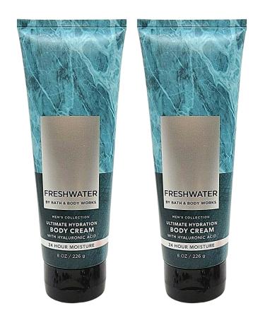 Bath and Body Works Men's Collection Ultimate Hydration Ultra Shea Body Cream 8 Oz 2 Pack (Freshwater)