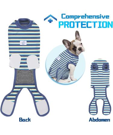 Supet Dog Recovery Suit for Pets | Post Surgery Healing Garment | Prevent Licking Wounds | Puppy Surgical Clothes M (Blue Striped) - Buy Online on SooperMarket.com