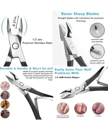 Cuticle Trimmer with Cuticle Pusher - Cuticle Remover Cuticle Nipper Professional Stainless Steel Cuticle Cutter Clipper Durable Pedicure Manicure Tools for Fingernails and Toenails (pink) - Buy Online on SooperMarket.com