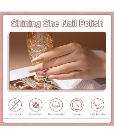 Shining She Gel Nail Polishes Set - 10 Colors Nude Pink White Champagne Brown Glitter Gold - Soak-Off UV/LED - 8ML Nude Brown Gift Set for Nail Art Salon & Home DIY - Buy Online on SooperMarket.com