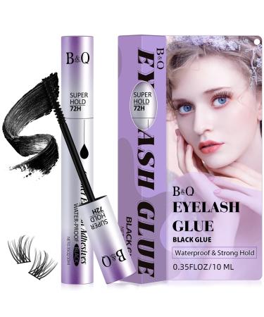 B&Q Cluster Lash Glue 10ML Black Lash Cluster Glue Fast Drying Lash Bond for Lash Clusters Long Lasting Lash Glue Strong Hold Eyelash Cluster Glue for Lash Extensions (Black Bond 10ML)
