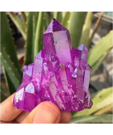 Beautiful Purple Flame Aura Stone Quartz Crystal Cluster Specimen Home Decoration Full of Texture - Buy Online on SooperMarket.com