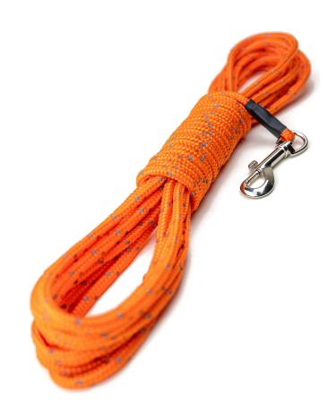 Mighty Paw Check Cord | Light Weight 9m/30ft Dog Training Lead. Durable Weather Resistant Climbers Rope with Reflective Stitching. Perfect for Training Swimming Hunting Camping. (Orange)