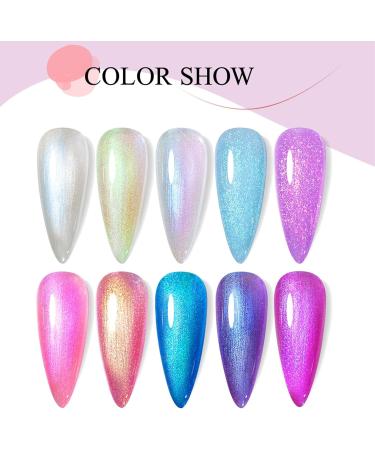 Purple Nail Varnish Chrome Nail Polish Glitter Aurora Gel Nail Varnish Quick Dry Soak Off Nail Art Manicure Pedicure For Professional Drying No UV Needed For Women Party 8ml - Buy Online on SooperMarket.com