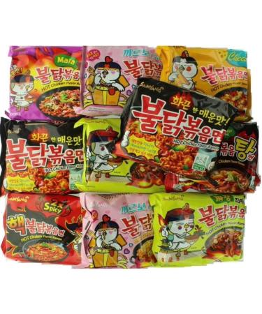 SPICEHUB Samyang Korean Assorted Top Spicy Ramen Instant Noodles Challenge (Pack of 10) ATLEAST 7 Random Flavours. selected by SPICEHUB - Buy Online on SooperMarket.com