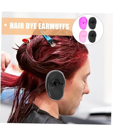 Healeved 4pcs Hair Dye Earmuffs - Black Ear Cuff Baking Oil Shawl - 7.5x5cm - Assorted Color | Shop Now - Buy Online on SooperMarket.com