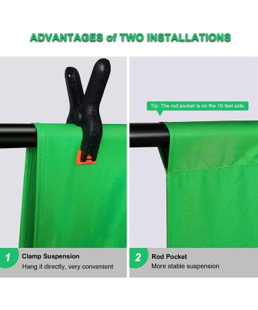 10x7 FT Green Screen Backdrop for Photography, Chromakey Virtual Background Sheet with Clamps - Ideal for Zoom, YouTube, Gaming & VR - Buy Online on SooperMarket.com