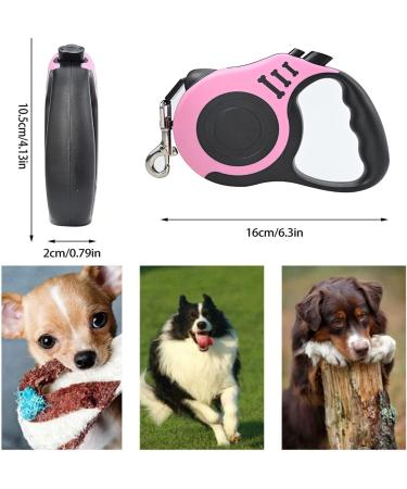 360 Tangle-Free Retractable Dog Lead | Adjustable Harness Leash for Medium Small Pets | Non-Slip Handle | Extendable Nylon | Ideal for Training Walking Jogging | 5M/16FT | 15-20KG | Pink - Buy Online on SooperMarket.com
