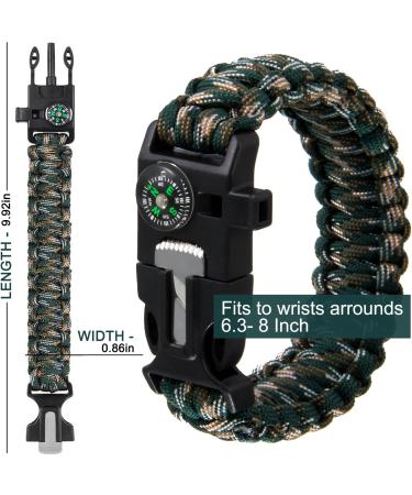 Zsmjaer Survival Bracelet Set - 2-Piece Multifunction Paracord with Flint Pipe and Compass for Outdoor Adventures Black-Green - Buy Online on SooperMarket.com