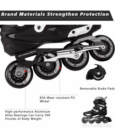Adult 4 Wheel Speed Inline Roller Skates - High Performance Fitness Racing Skates - Black - Men 9-9.5/Women 9.5-10/26-26.5cm - Buy Online on SooperMarket.com