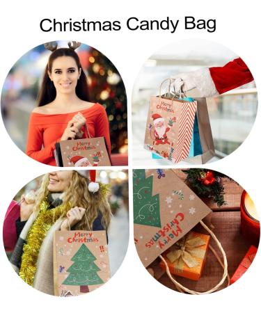 KOMBIUDA Xmas Treat Bags 1 Set 12 Pcs Christmas Tote Bag Candy Bags Wrapping Bags Packing Bag Paper Bag Kraft Paper 27X21X11CM Assorted Color - Buy Online on SooperMarket.com
