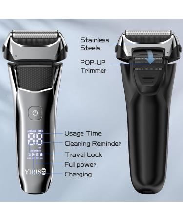 Buy Electric Shaver for Men - Rechargeable Foil Razor with Beard Trimmer LED Display Travel Lock & USB-C Charging - Perfect for Wet/Dry Shaving - Buy Online on SooperMarket.com