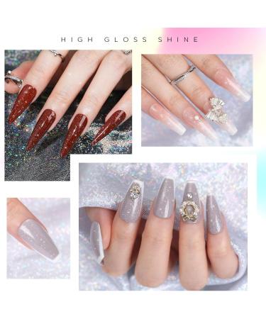 Modelones Glitter Gel Top Coat 10ml Iridescent Silver Mix Glitter Gel Polish No Wipe Top Coat Glossy Sparkly Finish Long Lasting Soak Off Rainbow Shimmer Glitter Gel Nail Polish Nail Art Manicure - Buy Online on SooperMarket.com