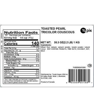 Yupik Toasted Pearl Tricolor Couscous - 2.2 lb. Premium Quality Grain Option - Buy Online on SooperMarket.com