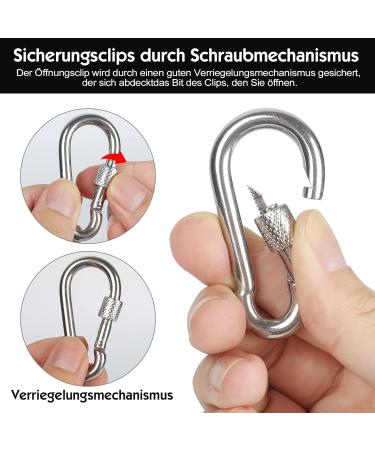 Buy DONQL 4 STK M6 Stainless Steel Carabiner Hooks - 135 kg Load Capacity for Camping Keys & Outdoor Use - Buy Online on SooperMarket.com