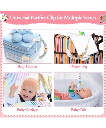 Soft Fexible Pacifier Clip Set - 4 Pack for Newborn Boy and Girl | Binky Holder Clips | Neutral Baby Shower & Christmas Gift - Buy Online on SooperMarket.com