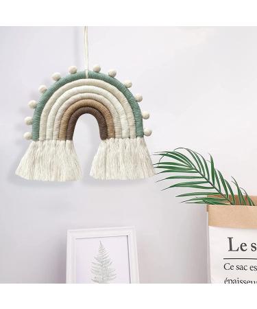 Rainbow Macrame Wall Hanging for Nursery Decor - Handmade Cotton Tassel for Kids Room (Beige) - Buy Online on SooperMarket.com