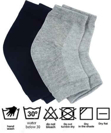 Aokbean Heel Socks - 2 Pairs Moisturizing Gel Socks for Dry Cracked Skin | Open Tip Silicone Foot Care for Men & Women (Black + Gray) - Buy Online on SooperMarket.com