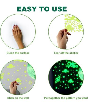 1503pcs Green Glow in The Dark Stars Wall Stickers | Realistic 3D Luminous Stars for Ceiling and Walls | DIY Adhesive Stickers for Baby Bedroom Decoration - Buy Online on SooperMarket.com