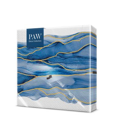PAW - napkins 3 -layer (33 x 33 cm) I 20 pieces I Perfect for communion wedding confirmation and celebrations I paper napkins colorful with decorations I Special occasions ornaments luxury I Watercolor Waves