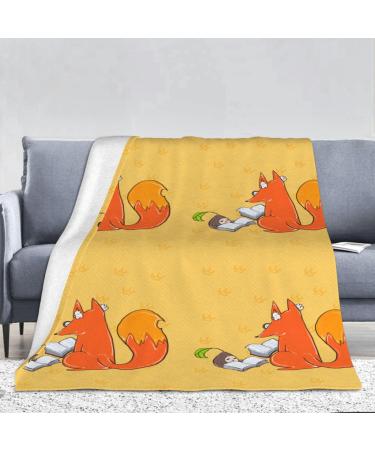 YYHHAOFA Sunflower Seeds and Foxes Picture Flannel Blanket 66x90 in Thick : Skin-Friendly Warm and Comfortable Easy Care and Durable Black Thick