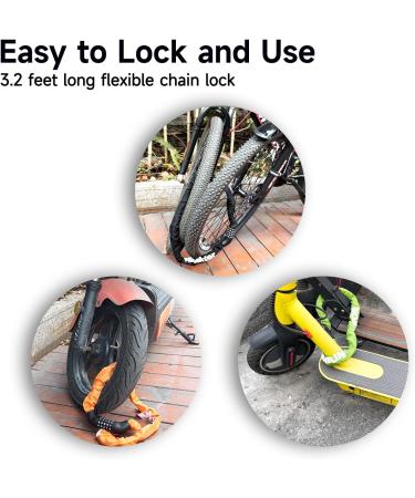 NDakter 5-Digit Combination Bike Chain Lock - Heavy Duty Anti-Theft Security for Bicycle, Scooter, Motorcycle - 3.2 ft Long - Resettable - Black - Buy Online on SooperMarket.com