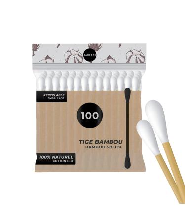 Cotton Swabs 100 Candore Stronger Bamboo Stick Soft Cotton Head Biodegradable