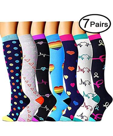 7 Pairs Compression Socks for Men & Women - Ideal for Running Sports Travel & Nurses - S-M Compression Stockings - Buy Online on SooperMarket.com